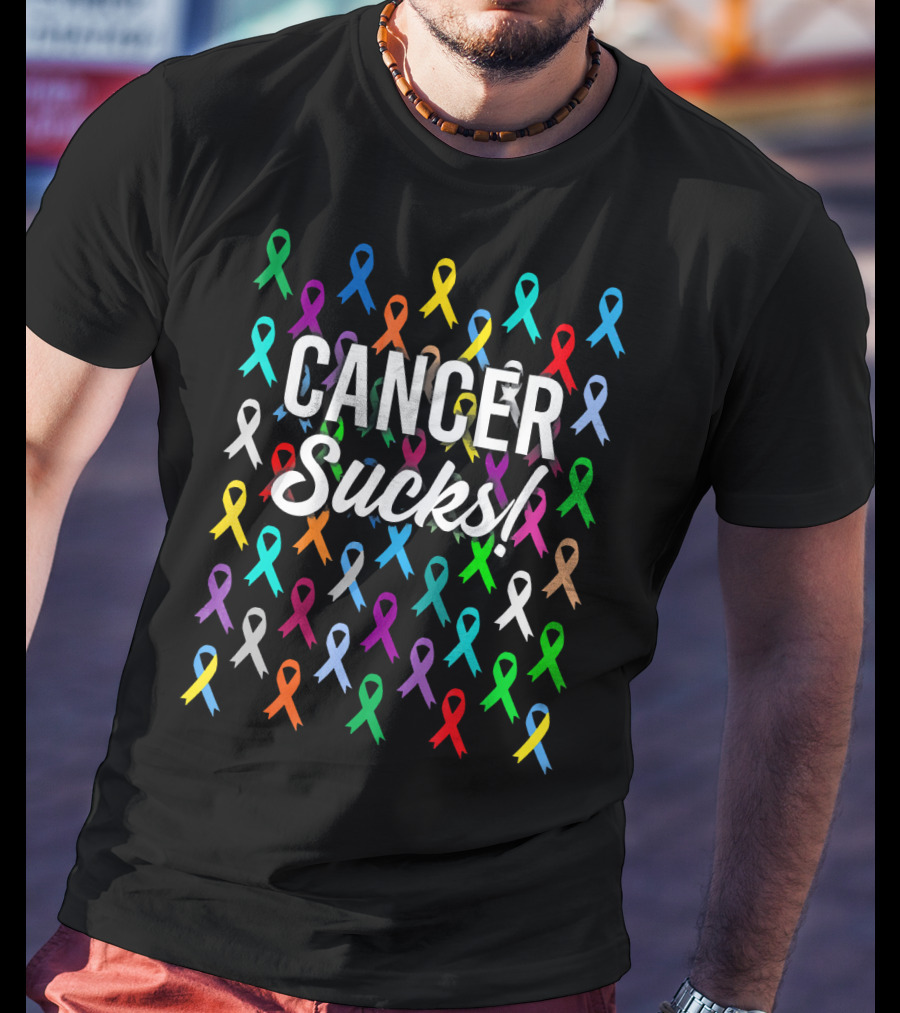 Cancer Sucks Survivor Warrior Ribbon Awareness T-Shirt