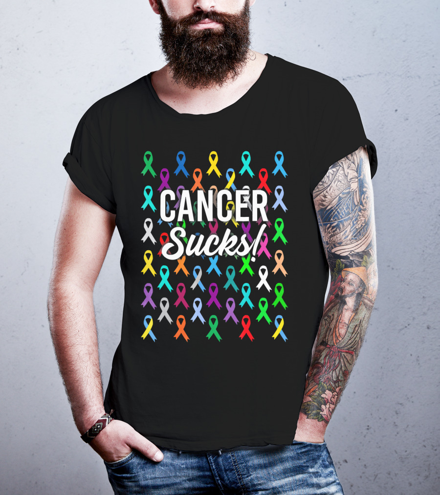 Cancer Sucks Survivor Warrior Ribbon Awareness T-Shirt
