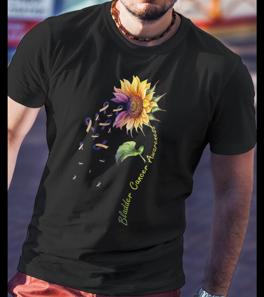 Bladder Cancer Awareness Sunflower Ribbon T-Shirt