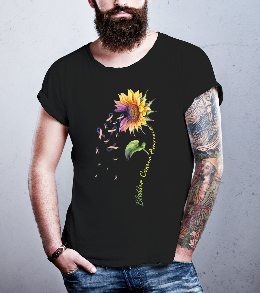 Bladder Cancer Awareness Sunflower Ribbon T-Shirt