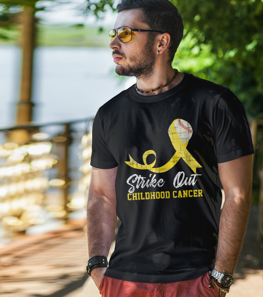 Strike Out Childhood Cancer Baseball Awareness T-Shirt