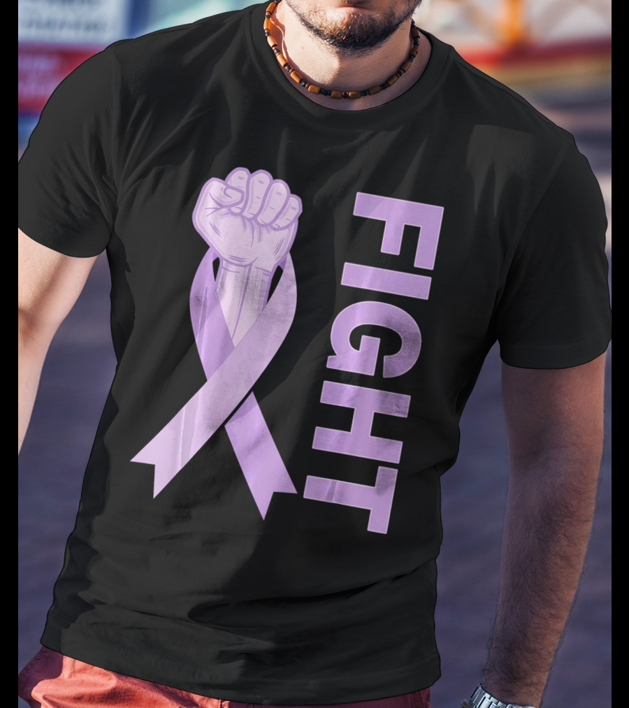 Fight Testicular Cancer Purple Ribbon Fist T-Shirt