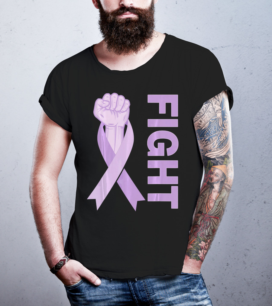Fight Testicular Cancer Purple Ribbon Fist T-Shirt