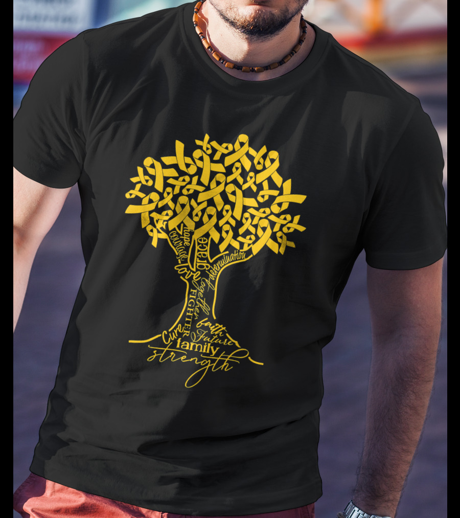Appendix Cancer Awareness Amber Ribbon Hope Courage Strength Family Cure Love Fighter Survivor Determination Future T-Shirt
