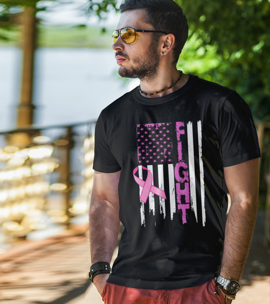 Fight Pink Ribbon Relay For Life Day Flag T-Shirt