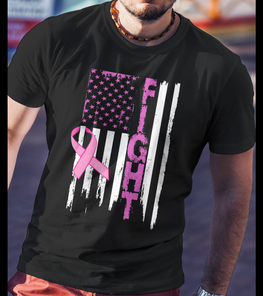 Fight Pink Ribbon Relay For Life Day Flag T-Shirt