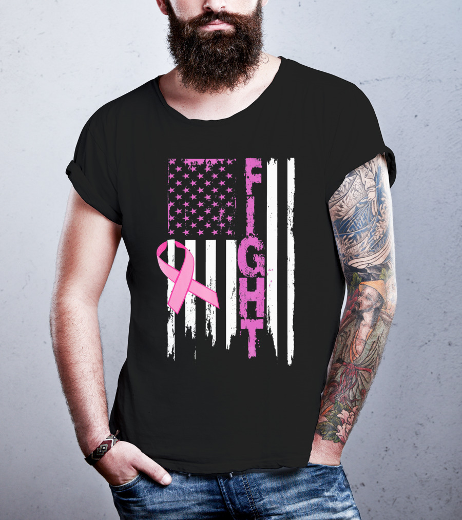 Fight Pink Ribbon Relay For Life Day Flag T-Shirt