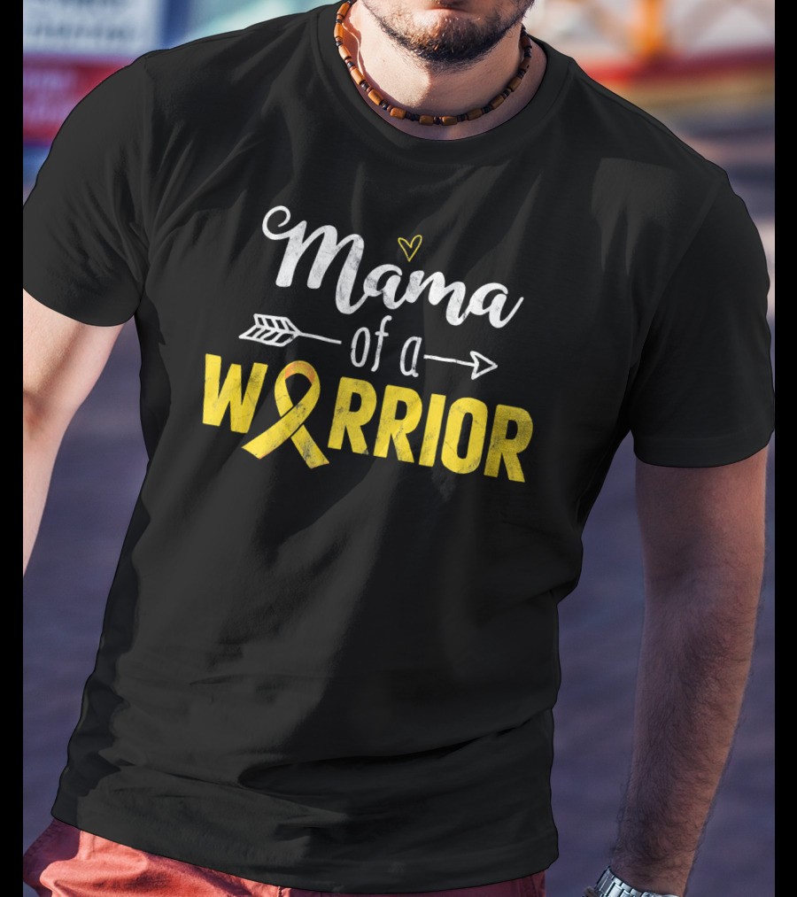 Mama Of A Warrior Childhood Cancer Awareness Yellow T-Shirt