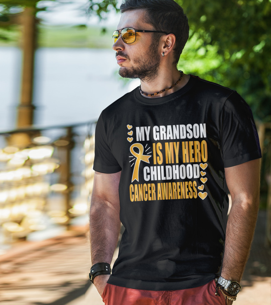 My Grandson Is My Hero Childhood Cancer Awareness T-Shirt