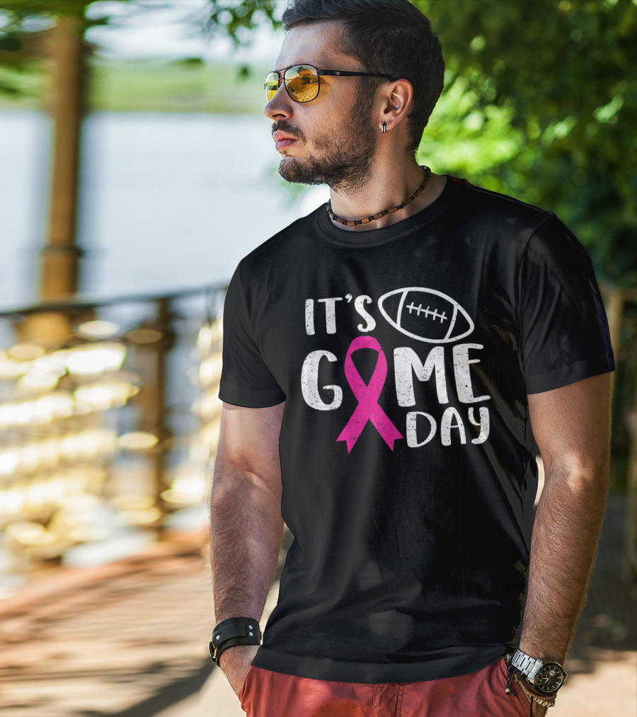 It's Game Day Breast Cancer Awareness Football Pink T-Shirt