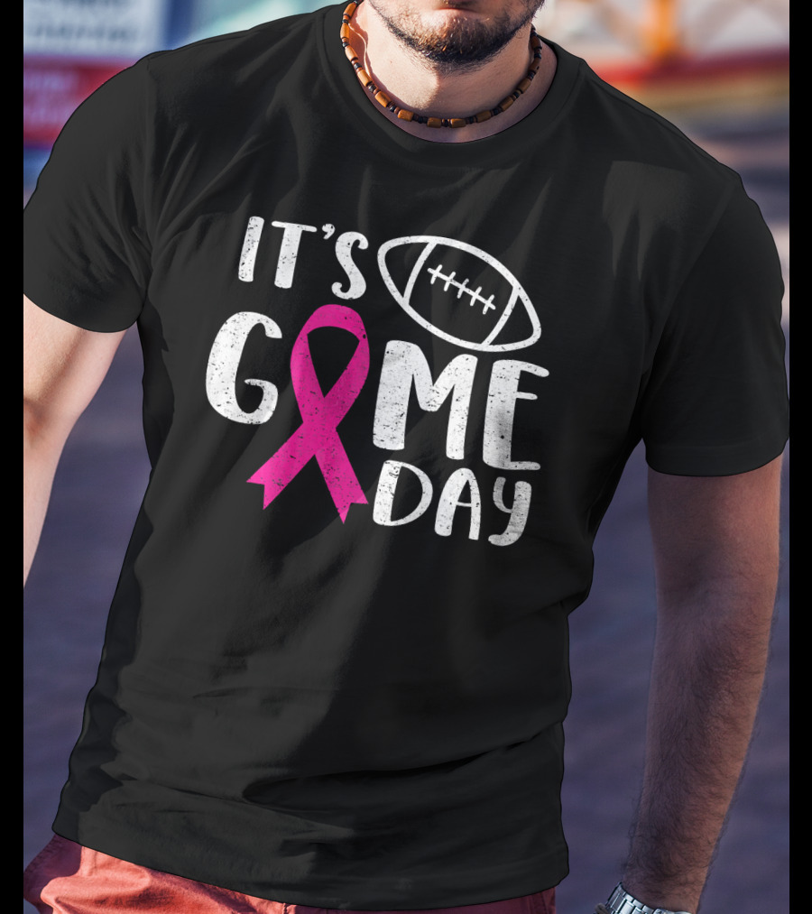 It's Game Day Breast Cancer Awareness Football Pink T-Shirt