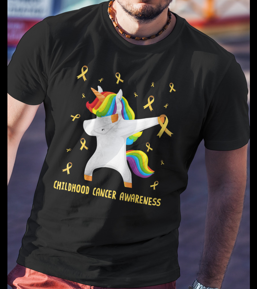 Childhood Cancer Awareness Unicorn Rainbow Ribbons T-Shirt