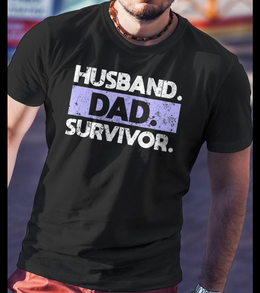 Husband Dad Survivor Cancer Awareness T-Shirt