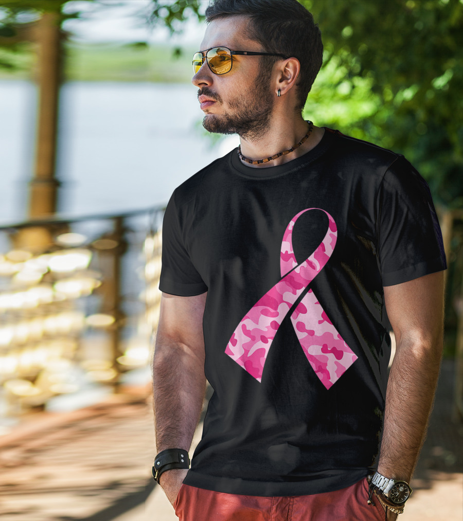 Pink Camouflage Ribbon Breast Cancer Awareness Month T-Shirt