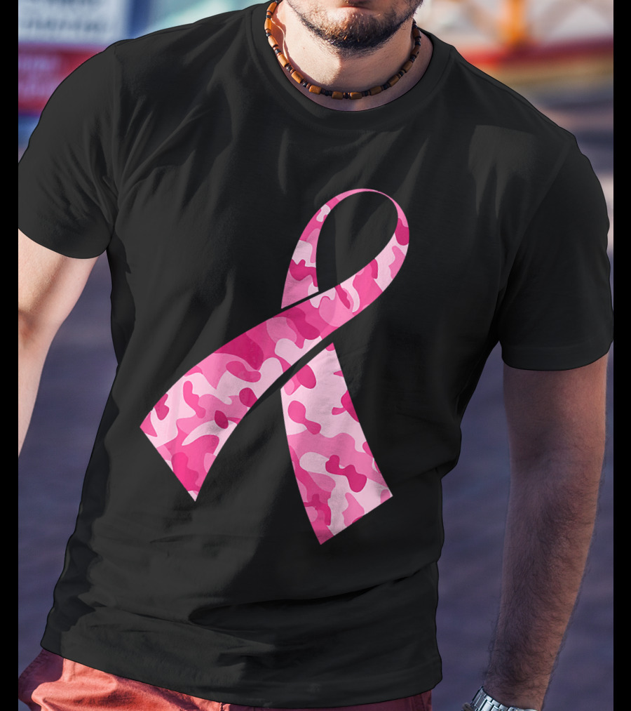 Pink Camouflage Ribbon Breast Cancer Awareness Month T-Shirt