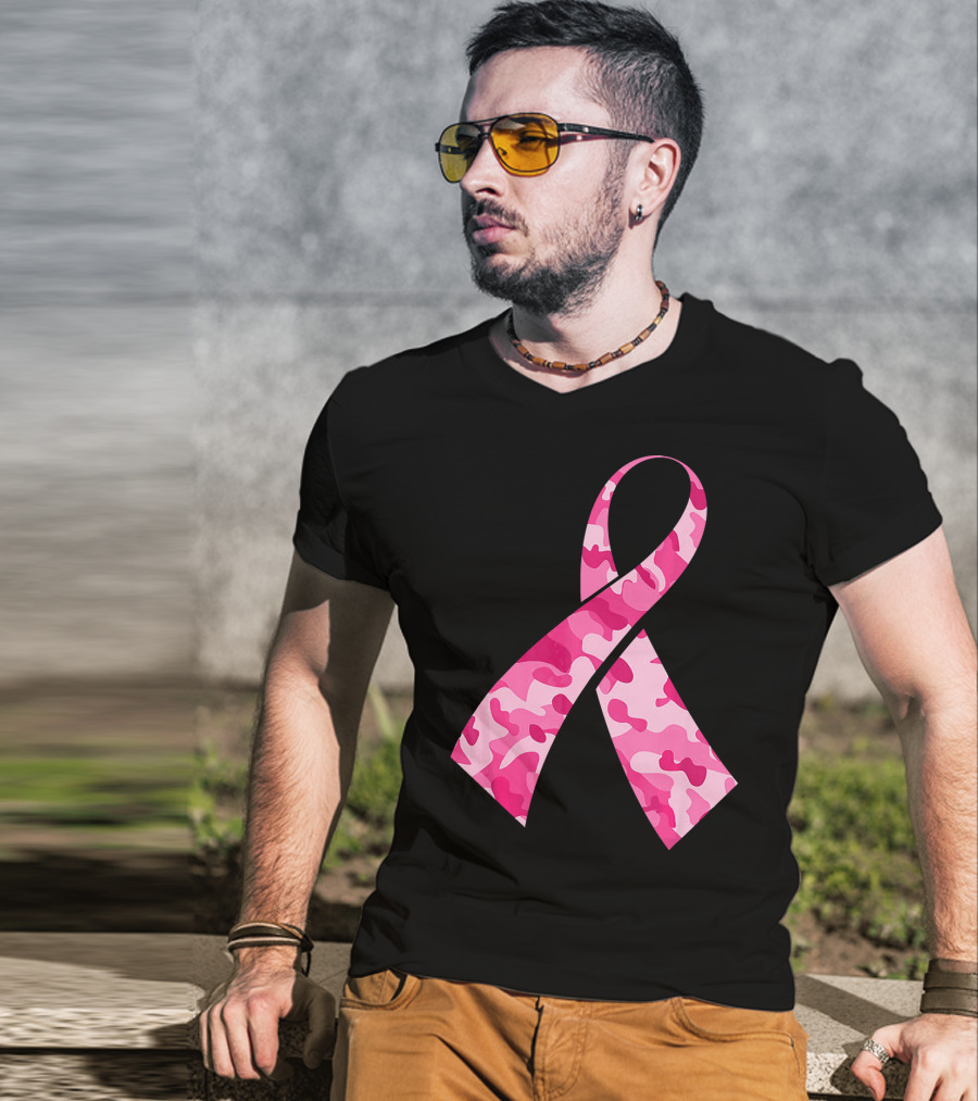 Pink Camouflage Ribbon Breast Cancer Awareness Month T-Shirt