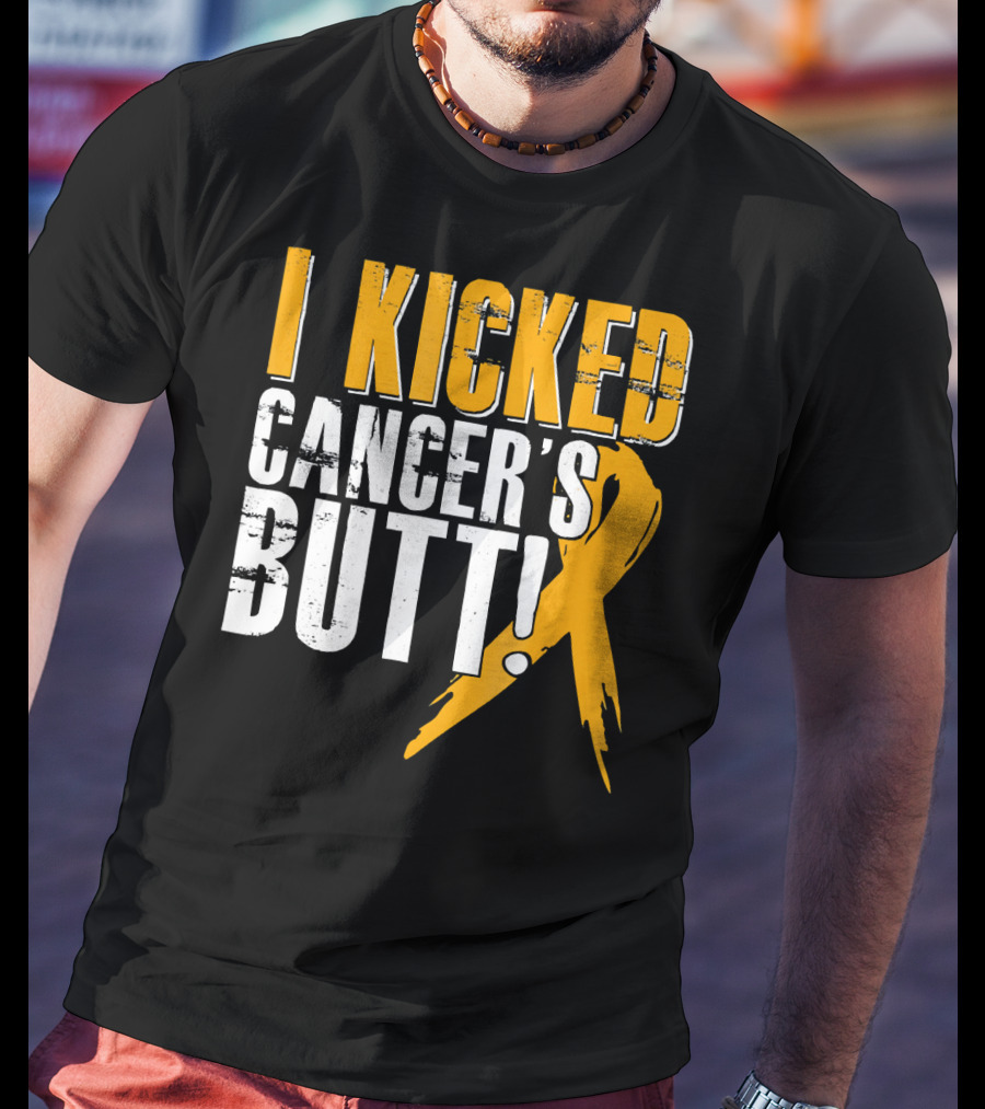 I Kicked Cancer's Butt Childhood Cancer Awareness Survivor T-Shirt