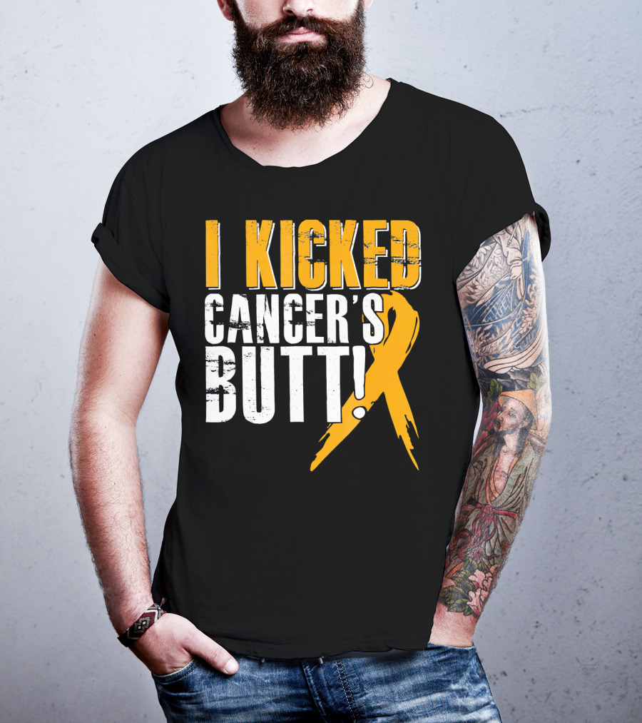 I Kicked Cancer's Butt Childhood Cancer Awareness Survivor T-Shirt