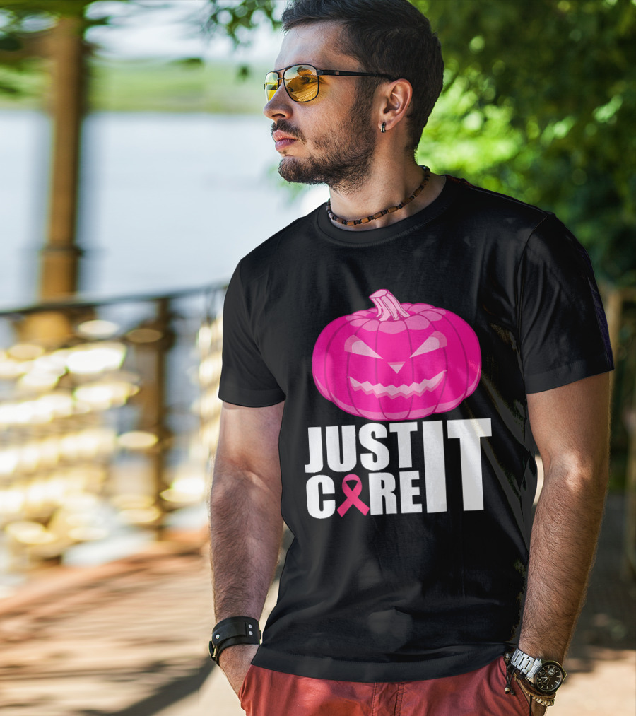 Just Cure It Pink Pumpkin Breast Cancer Awareness T-Shirt