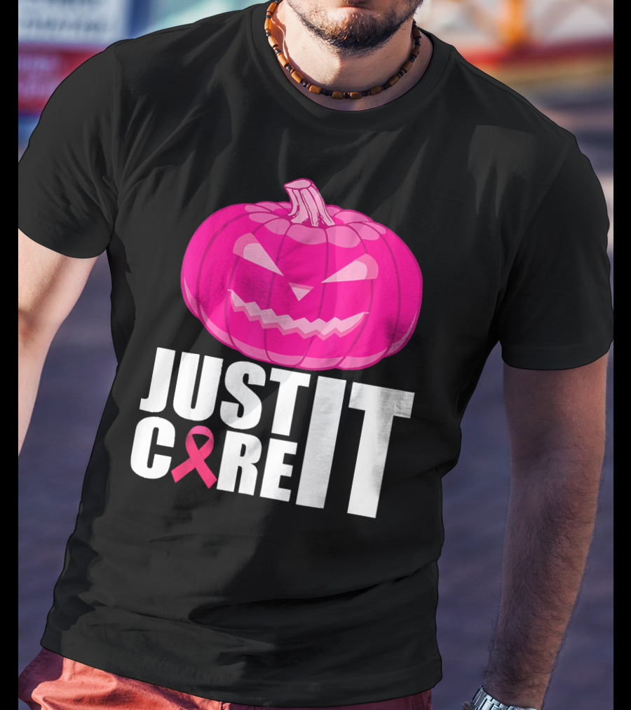 Just Cure It Pink Pumpkin Breast Cancer Awareness T-Shirt