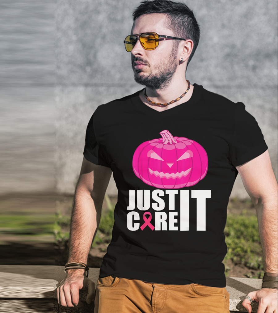 Just Cure It Pink Pumpkin Breast Cancer Awareness T-Shirt