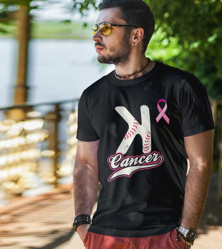 StriKe Out Cancer Baseball Pink Ribbon Support T-Shirt