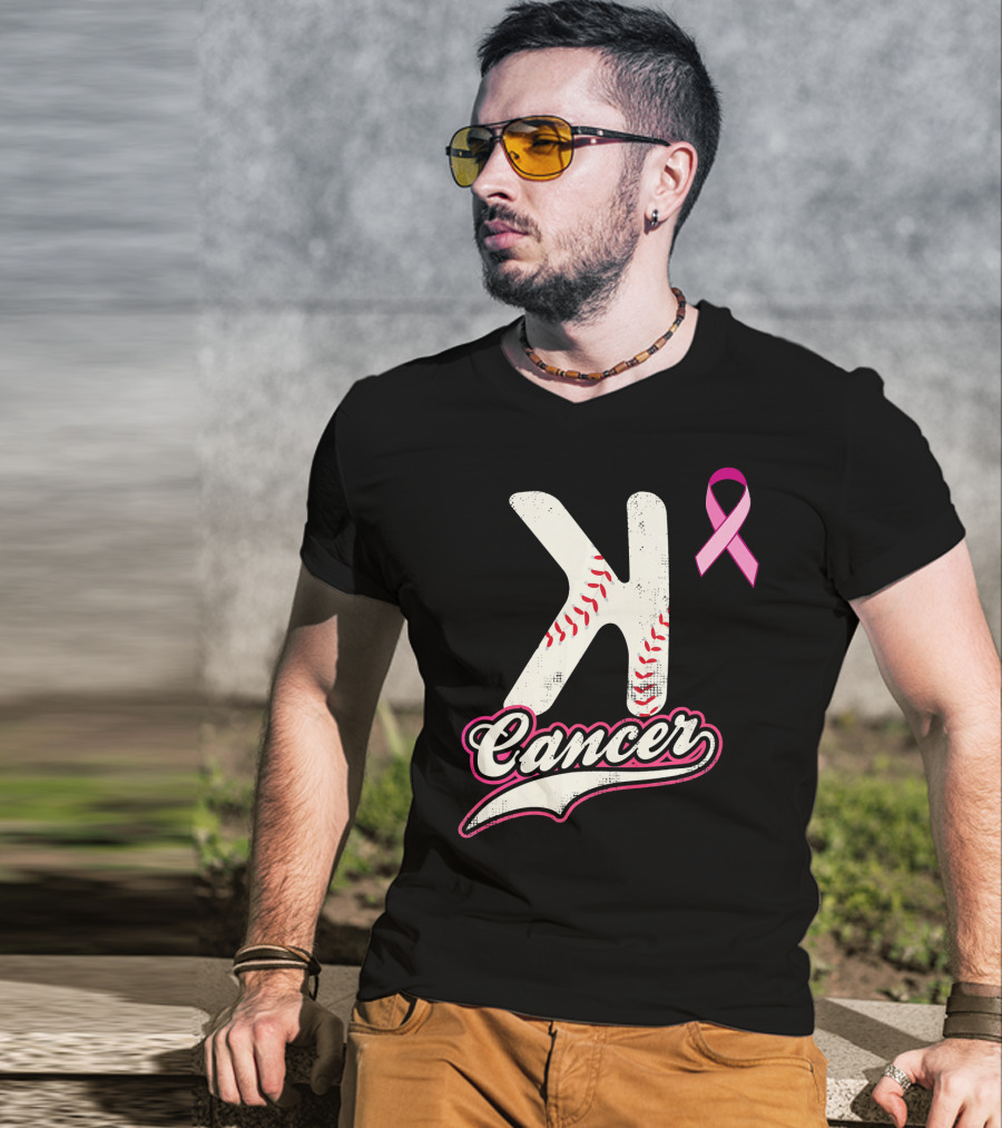 StriKe Out Cancer Baseball Pink Ribbon Support T-Shirt