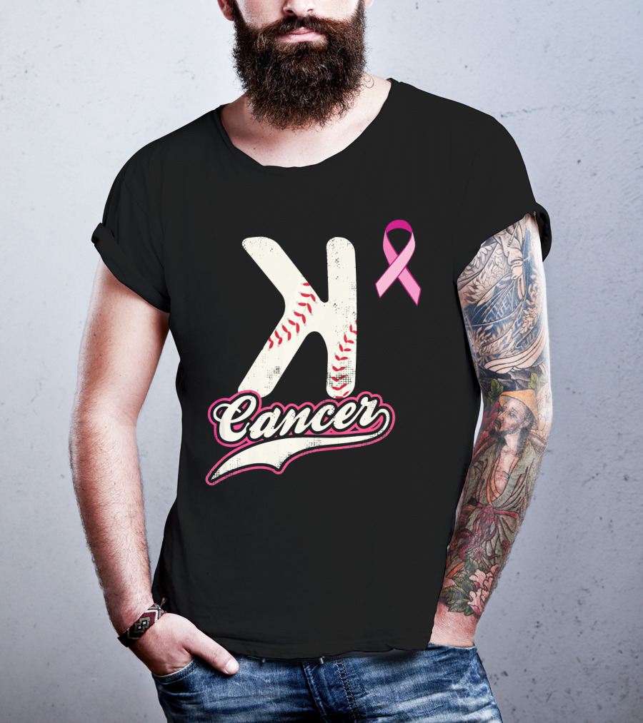 StriKe Out Cancer Baseball Pink Ribbon Support T-Shirt