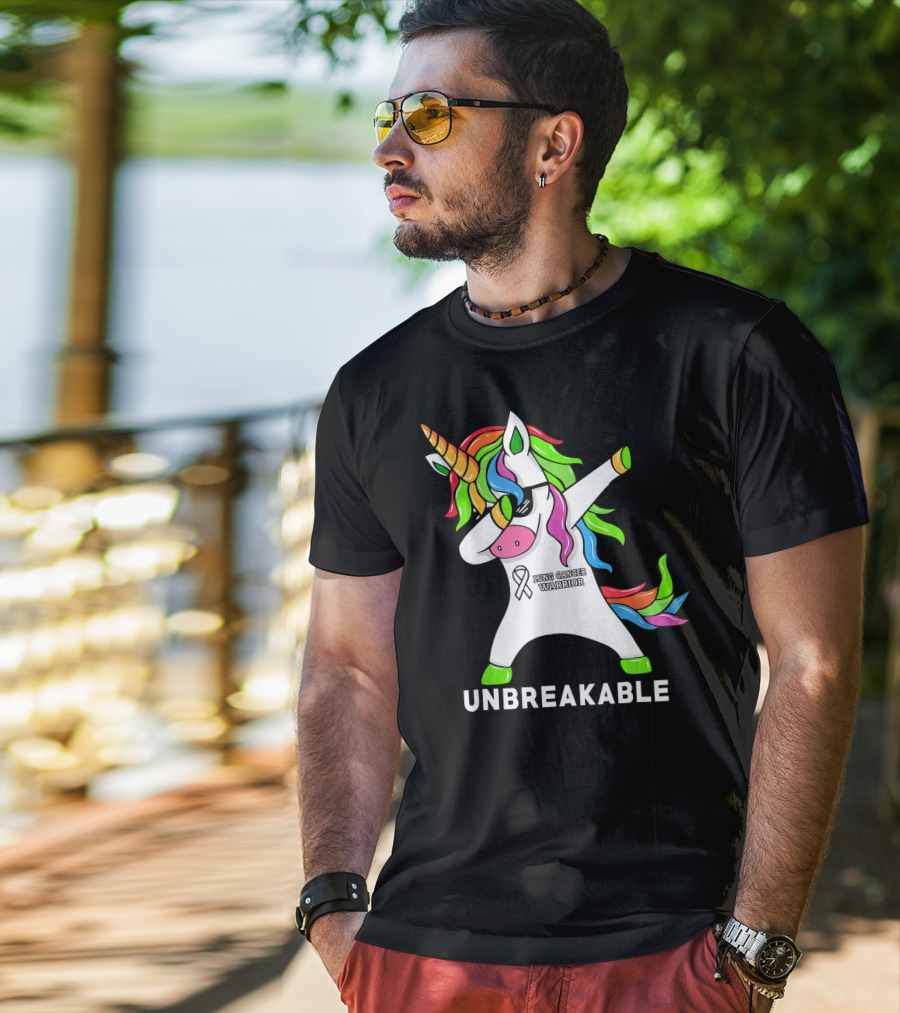 Unbreakable Lung Cancer Awareness Unicorn Warrior T-Shirt