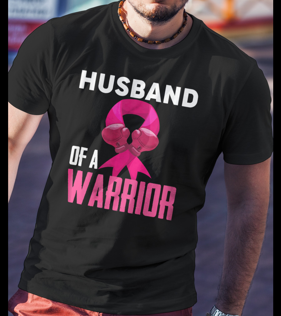 Husband Of A Warrior Breast Cancer Awareness Boxing Gloves T-Shirt