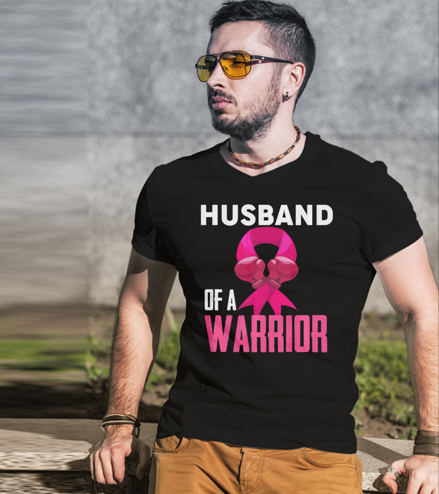 Husband Of A Warrior Breast Cancer Awareness Boxing Gloves T-Shirt