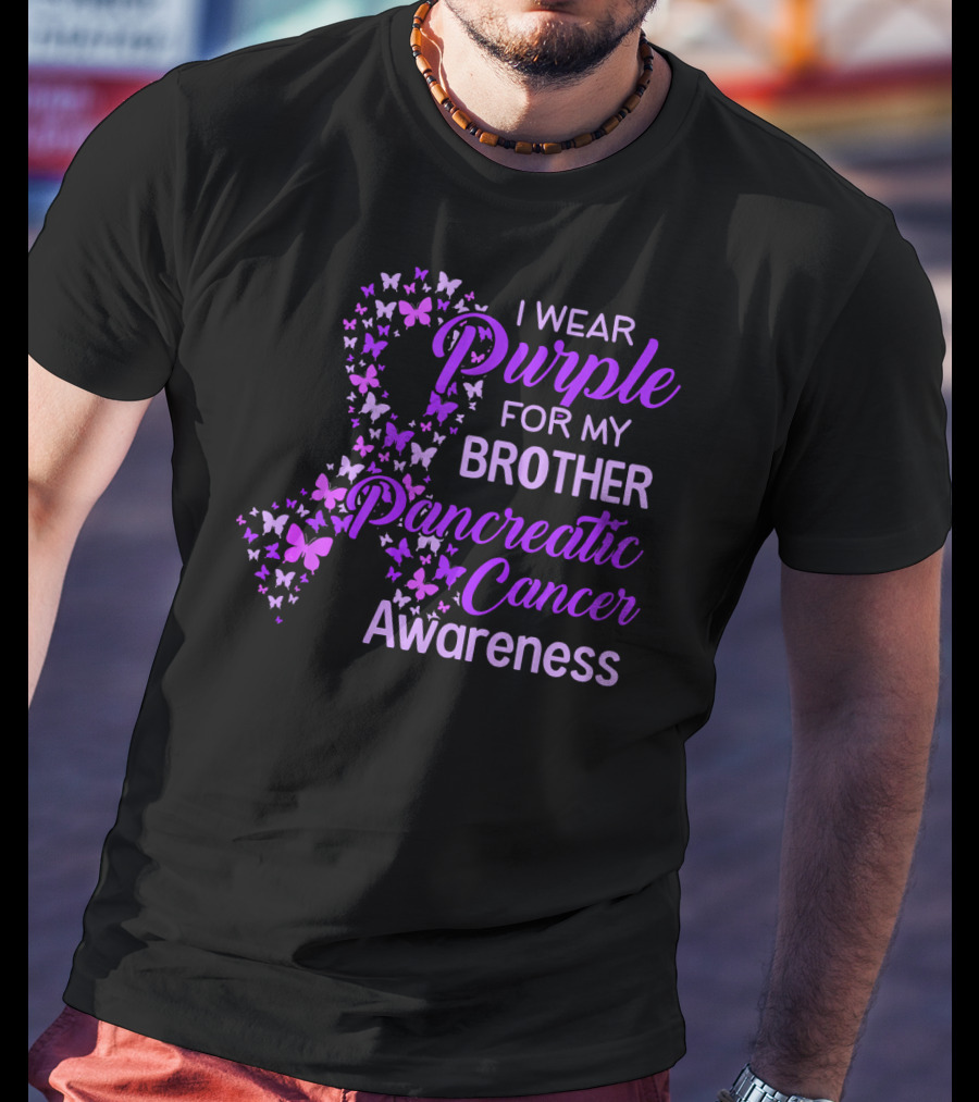 I Wear Purple For My Brother Pancreatic Cancer Awareness T-Shirt