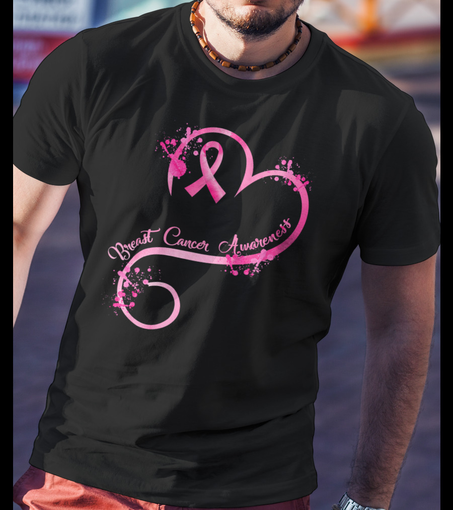 Heart Pink Ribbon Breast Cancer Awareness T-Shirt