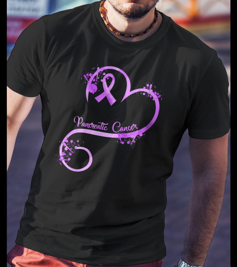 Heart Ribbon Pancreatic Cancer Awareness T-Shirt