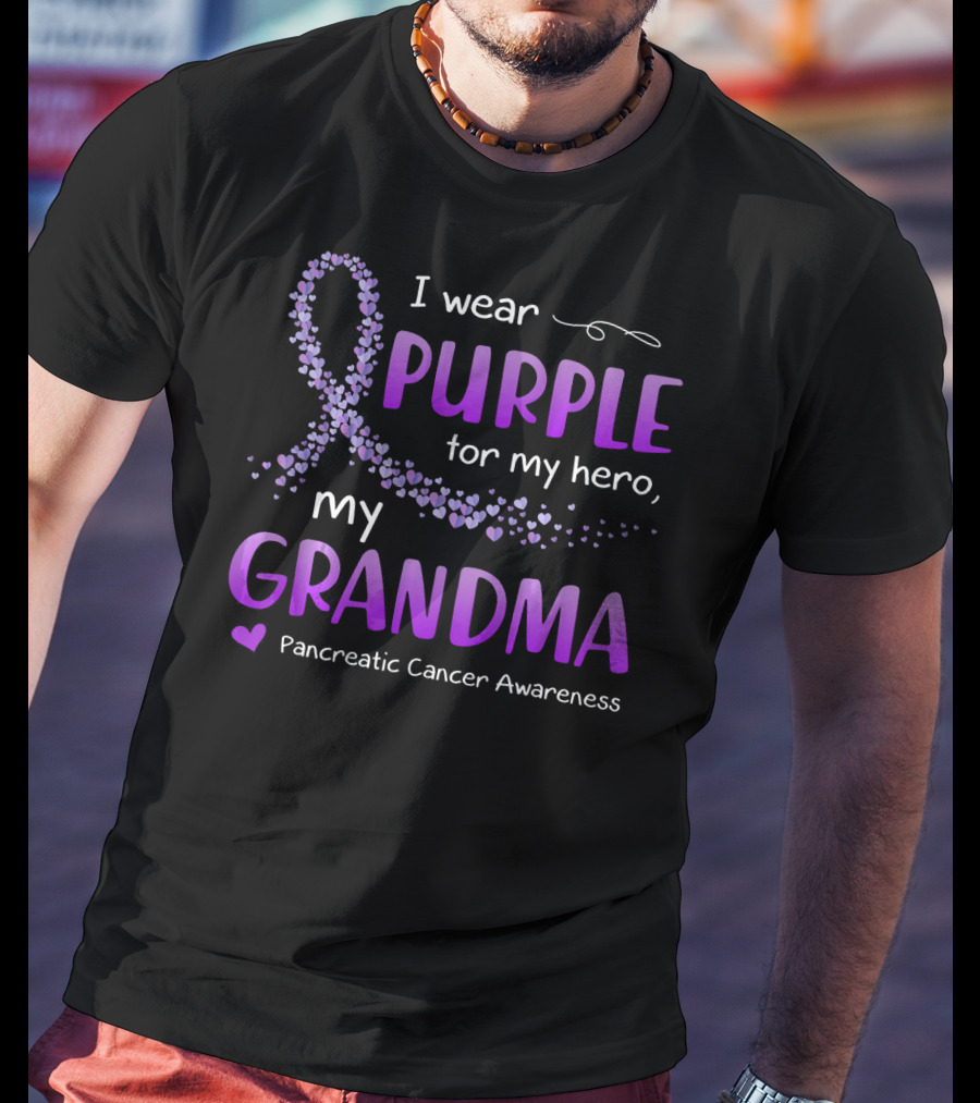 I Wear Purple For My Hero My Grandma Pancreatic Cancer Awareness T-Shirt