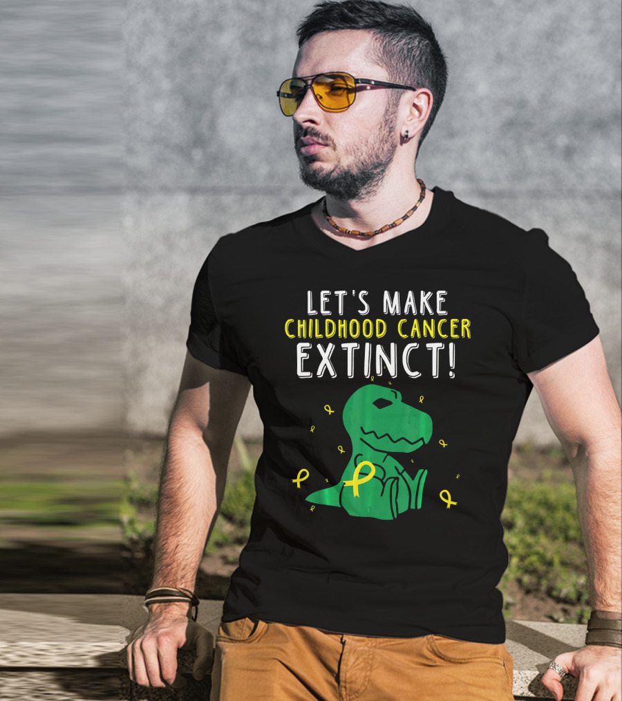 Let's Make Childhood Cancer Extinct T-Rex Dinosaur T-Shirt
