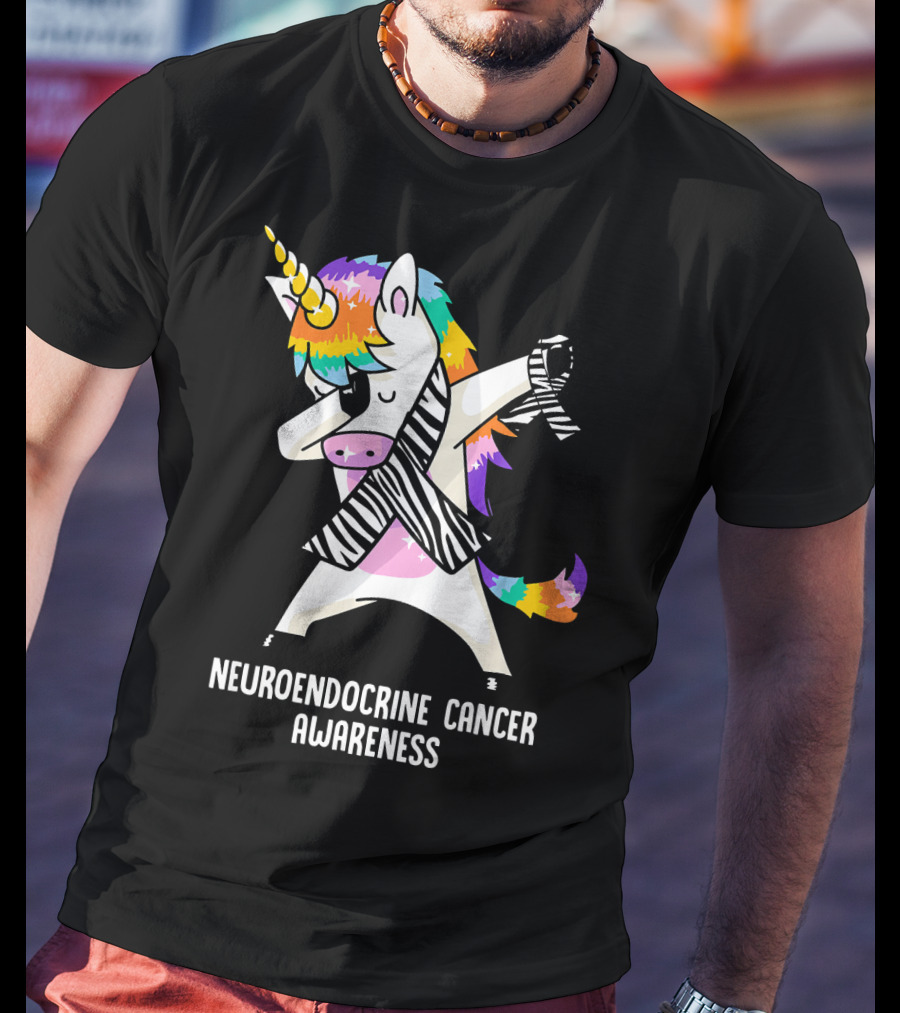 Neuroendocrine Cancer Awareness Dabbing Rainbow Unicorn T-Shirt