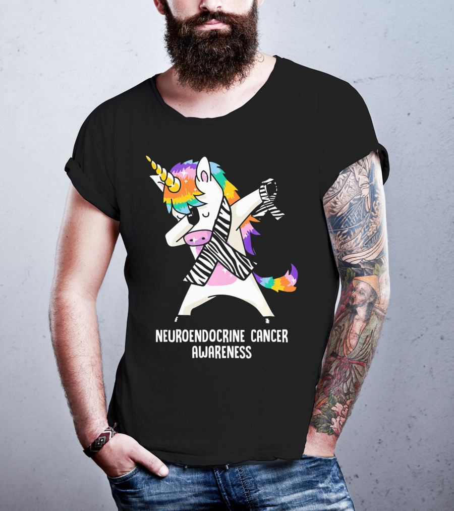 Neuroendocrine Cancer Awareness Dabbing Rainbow Unicorn T-Shirt