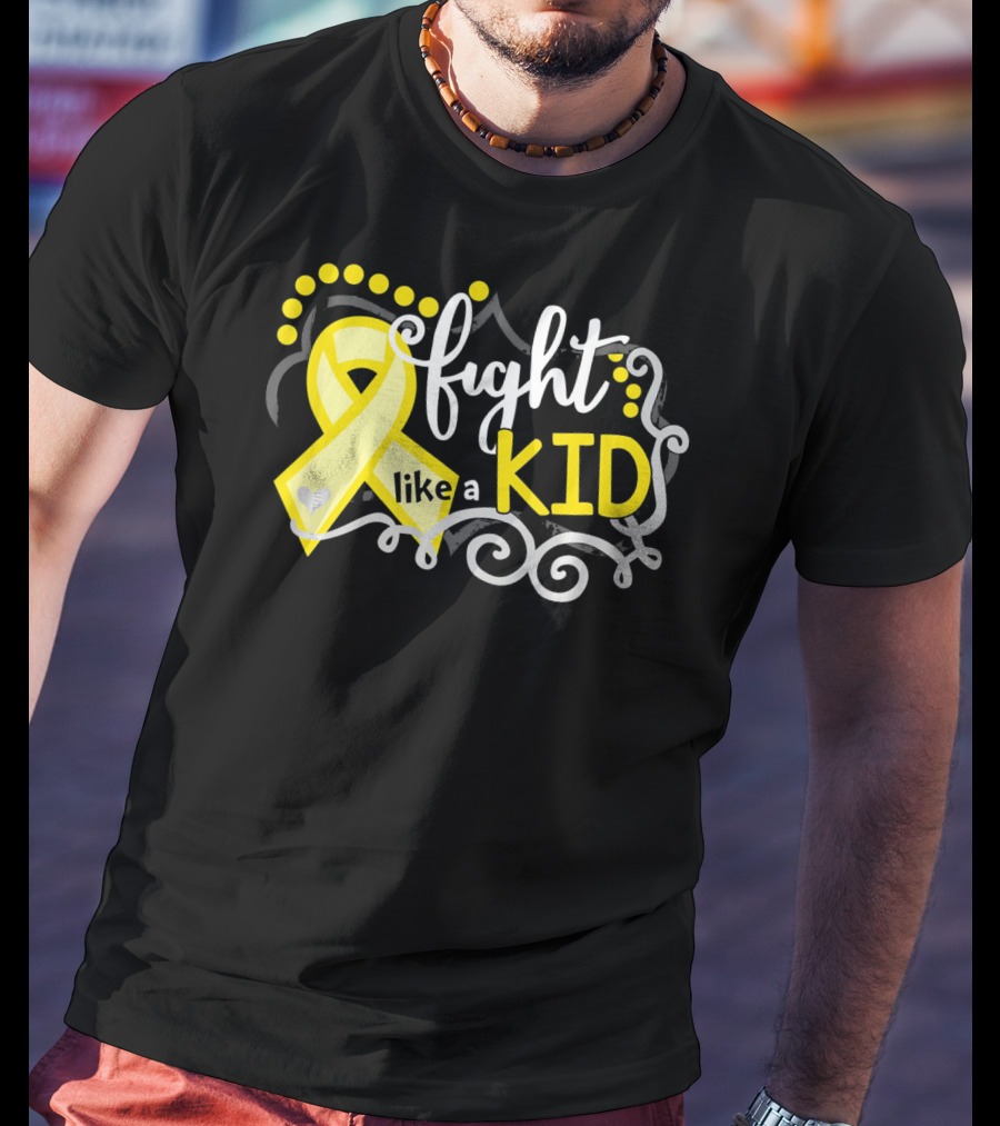 Fight Like A Kid Childhood Cancer Awareness Yellow T-Shirt