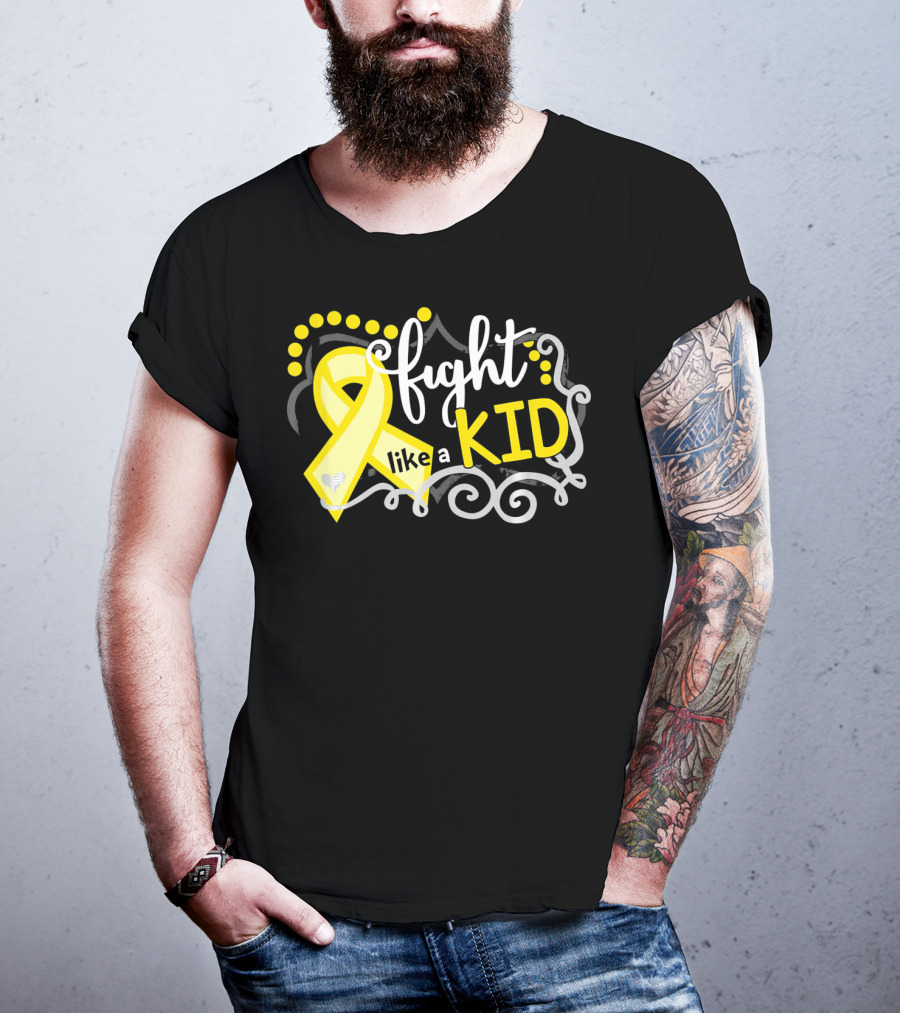 Fight Like A Kid Childhood Cancer Awareness Yellow T-Shirt