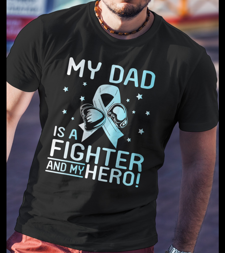 My Dad Is A Fighter And My Hero Boxing Gloves Ribbon Stars T-Shirt