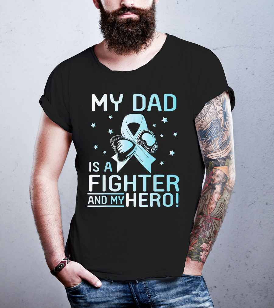 My Dad Is A Fighter And My Hero Boxing Gloves Ribbon Stars T-Shirt