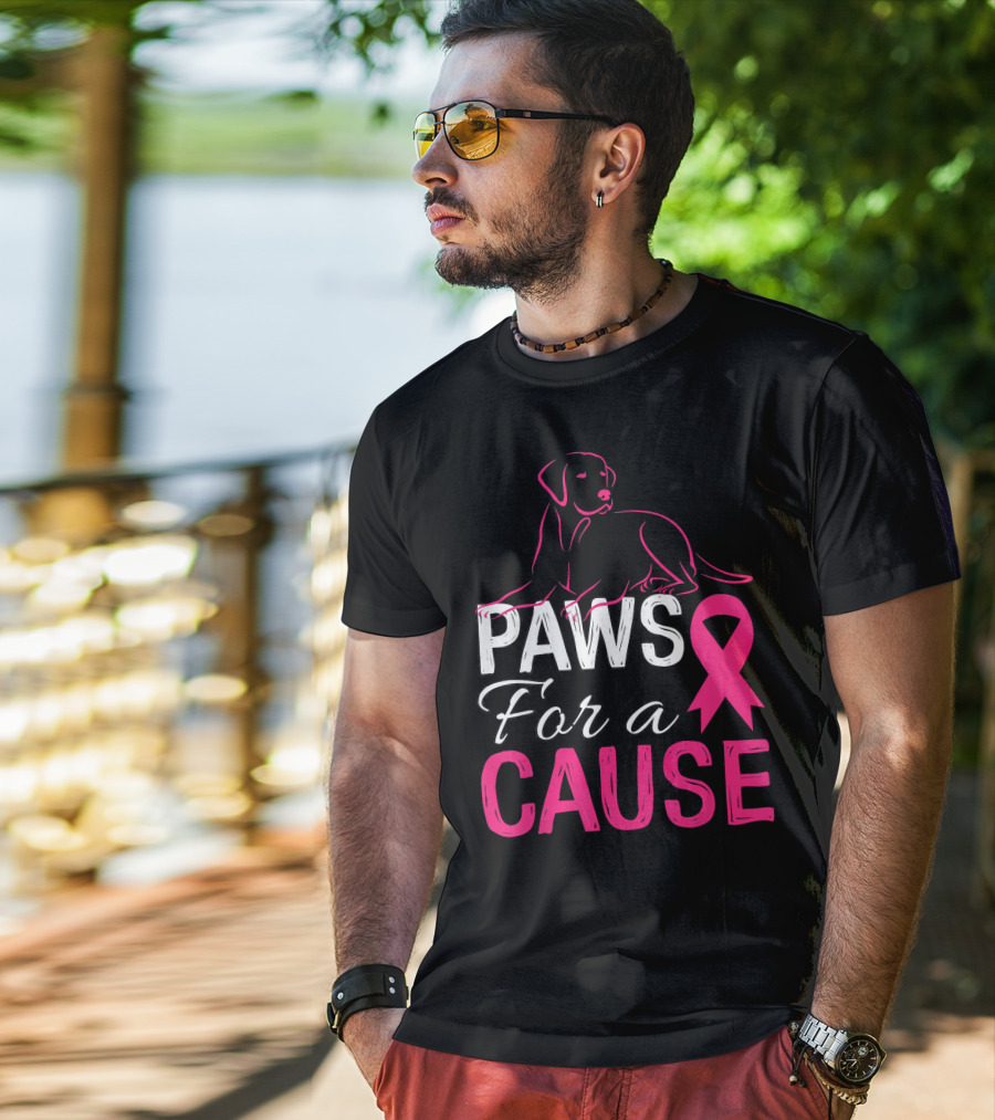 Paws For A Cause Breast Cancer Awareness Pink T-Shirt