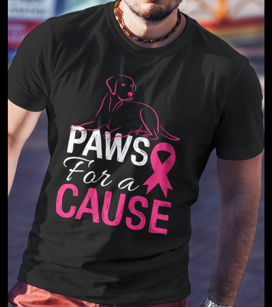 Paws For A Cause Breast Cancer Awareness Pink T-Shirt