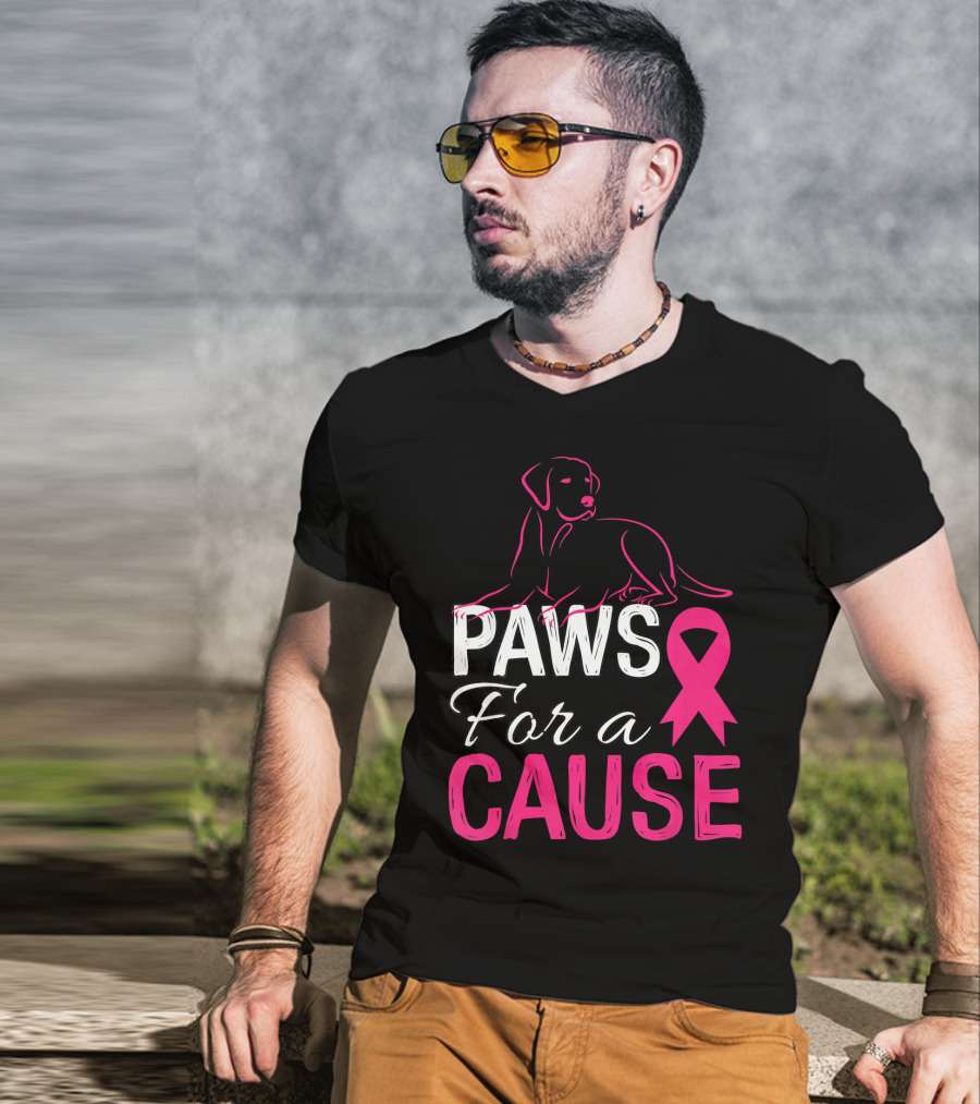 Paws For A Cause Breast Cancer Awareness Pink T-Shirt