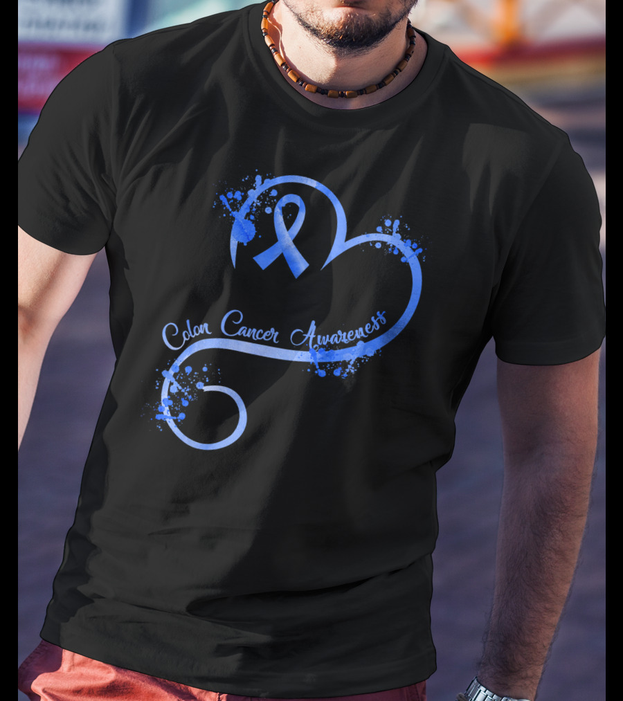 Heart Ribbon Colon Cancer Awareness T-Shirt