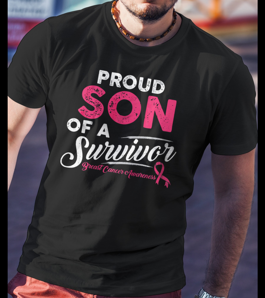 Proud Son Of A Survivor Breast Cancer Awareness T-Shirt