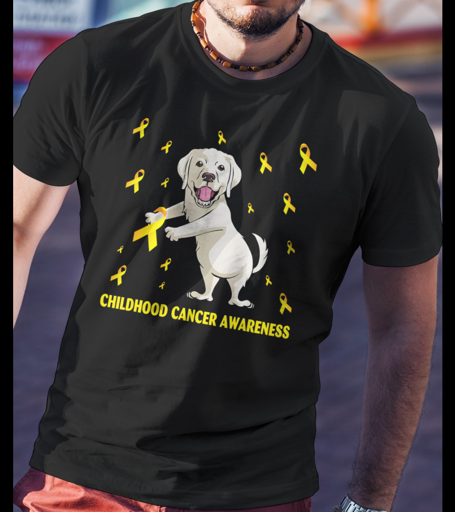Childhood Cancer Awareness Flossing Labrador Gold T-Shirt