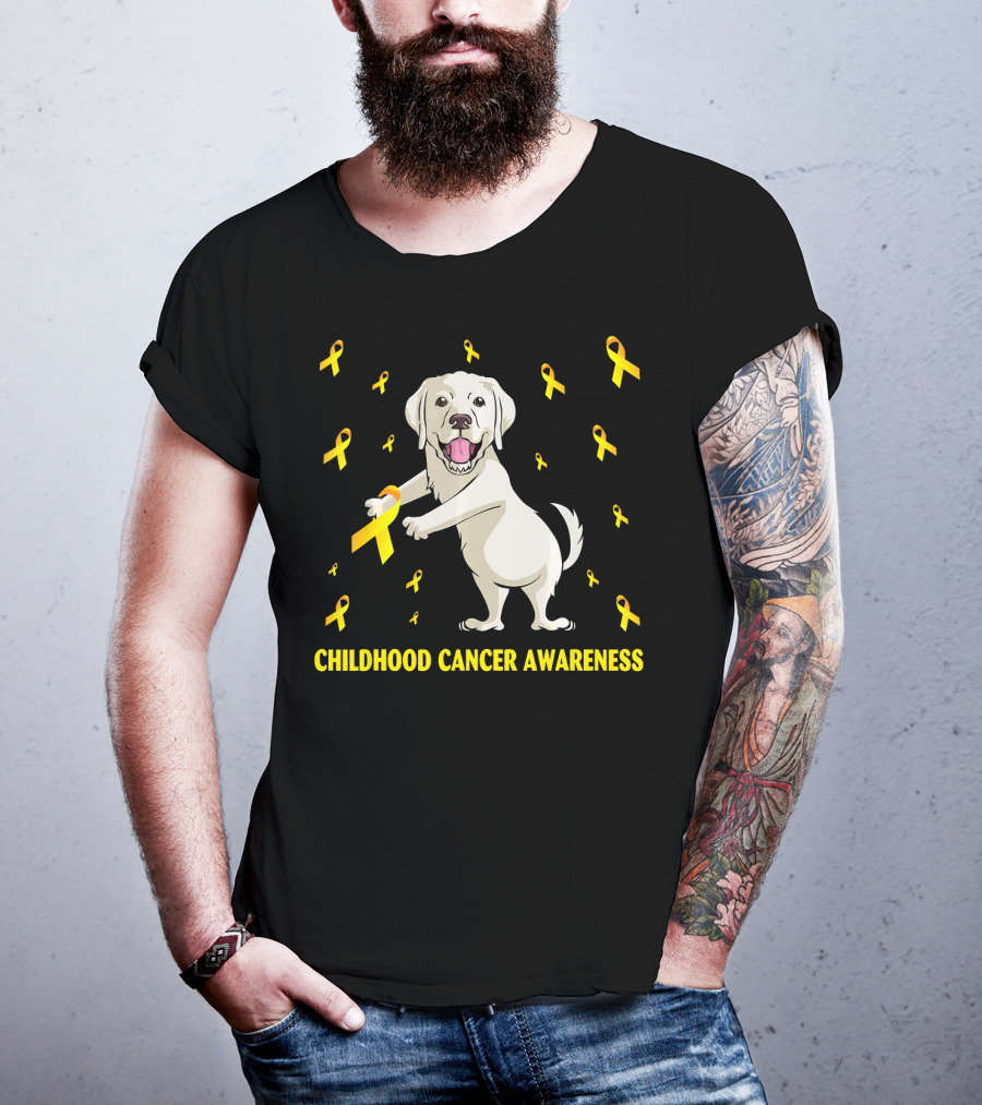 Childhood Cancer Awareness Flossing Labrador Gold T-Shirt