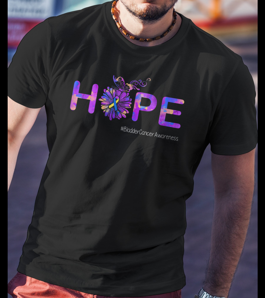 Hope Butterfly Ribbon Bladder Cancer Awareness T-Shirt